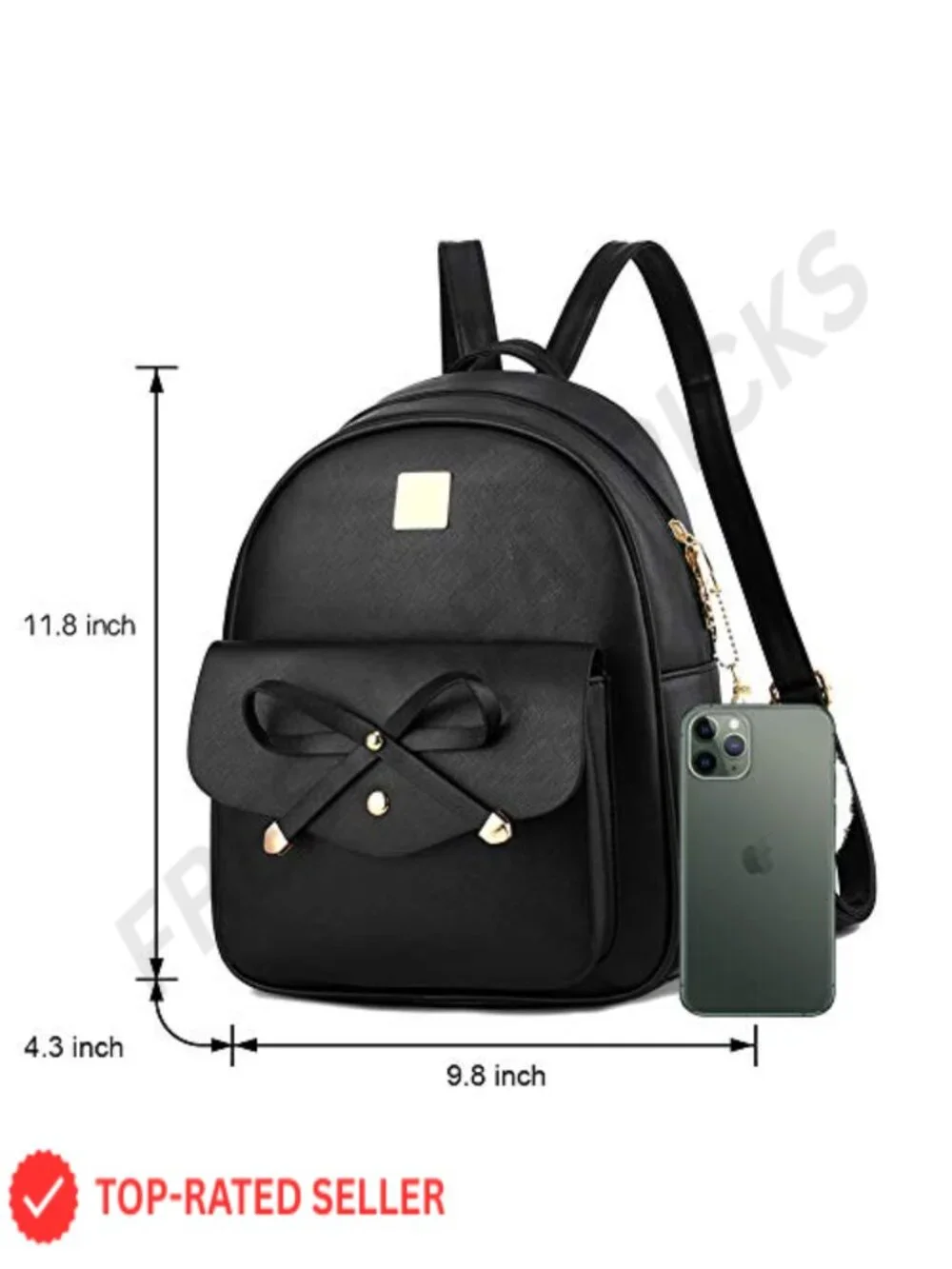 Faux Leather 3-Piece Bowknot Backpack Purse Set for Women Girls Travel